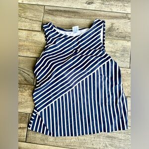 Lands End striped blue and white tankini top size 16